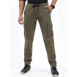 SHOWOFF Men Cotton Solid Comfort Slim Fit Low-Rise Joggers Trousers-picture-15