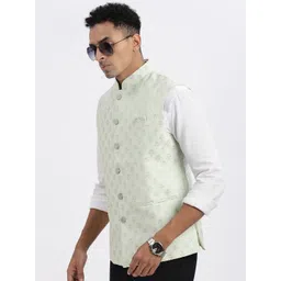 SHOWOFF Men Floral Printed Nehru Jackets-picture-19