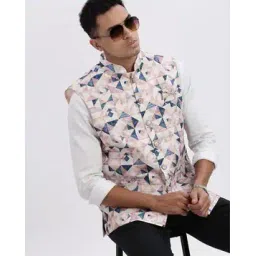 showoff Men Geometric Print Slim Fit Nehru Jacket-picture-22