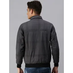 SHOWOFF Men Grey Checked Bomber Jacket image 3