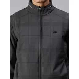 SHOWOFF Men Grey Checked Bomber Jacket image 4