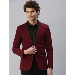 SHOWOFF Men Maroon Solid Casual Single-Breasted Slim-Fit Blazer-picture-18