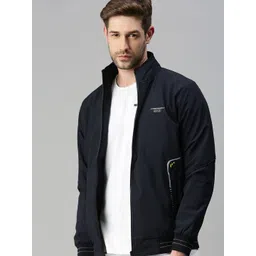 SHOWOFF Men Navy Blue Lightweight Bomber Jacket-picture-28