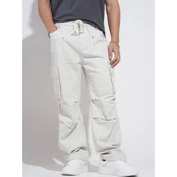 SHOWOFF Men Off White Relaxed Fit Cotton Cargos-picture-34