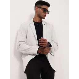 SHOWOFF Men Off White Single-Breasted Slim Fit Blazer with Notched Lapel-picture-17