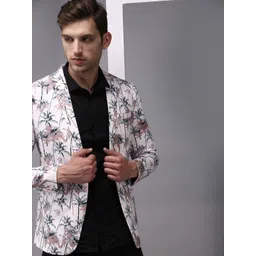 SHOWOFF Men Pink & Grey Printed Single-Breasted Blazer-picture-33
