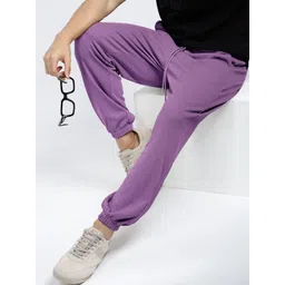 SHOWOFF Men Purple Relaxed Fit Cotton Regular Trousers-picture-26