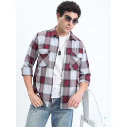 SHOWOFF Men Red & Grey Checked Regular Fit Shirt-picture-36