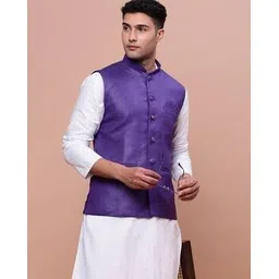 showoff Men Slim Fit Nehru Jacket with Welt Pockets-picture-44