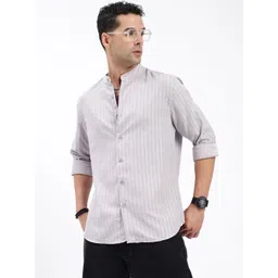 SHOWOFF Men Standard Slim Fit Opaque Striped Casual Shirt-picture-35