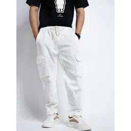 SHOWOFF Men White Tapered Fit Cotton Cargos-picture-23