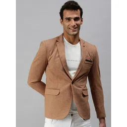 SHOWOFF Notched Lapel Collar Self Design Open Front Casual Blazer-picture-29