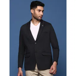 SHOWOFF Notched Lapel Collar Slim-Fit Cotton Single Breasted Blazer-picture-38