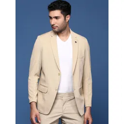 SHOWOFF Notched Lapel Slim Fit Single Breasted Cotton Blazer-picture-32