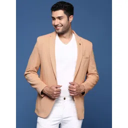 SHOWOFF Notched Lapel Slim Fit Single Breasted Cotton Blazer-picture-21