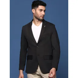 SHOWOFF Notched Lapel Slim Fit Single Breasted Cotton Blazer-picture-41