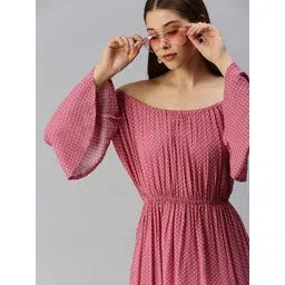 SHOWOFF Pink Off-Shoulder Dress-picture-12