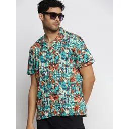 SHOWOFF Premium Abstract Printed Cuban Collar Cotton Casual Shirt-picture-12