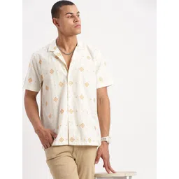 SHOWOFF Premium Conversational Printed Cuban Collar Relaxed Fit Cotton Casual Shirt-picture-16