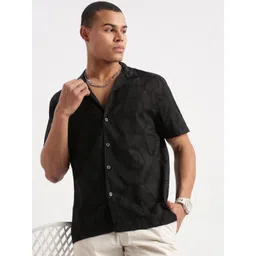 SHOWOFF Premium Relaxed Fit Abstract Printed Cuban Collar Cotton Casual Shirt-picture-15
