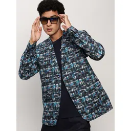 SHOWOFF Printed Notched Lapel Collar Single Breasted Slim-Fit Cotton Casual Blazer-picture-33