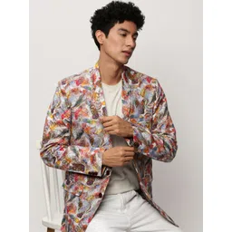 SHOWOFF Printed Slim-Fit Cotton Single Breasted Blazer-picture-15