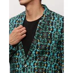 SHOWOFF Printed Slim-Fit Cotton Single Breasted Blazer image 4