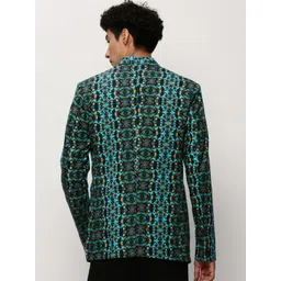 SHOWOFF Printed Slim-Fit Cotton Single Breasted Blazer image 5