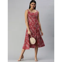 SHOWOFF Red Floral A-Line Midi Dress-picture-18