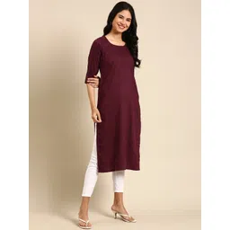 SHOWOFF Round Neck Woven Design Cotton Silk Kurta-picture-34