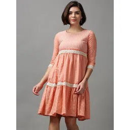 showoff SHOWOFFWomen Self Design Knee Length A-Line Midi Dress-picture-36