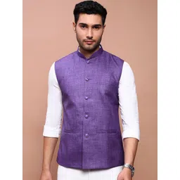 SHOWOFF Slim Fit With Mandarin Collar Nehru Jackets-picture-40