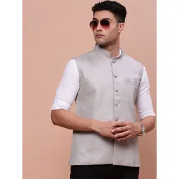 SHOWOFF Slim-Fit Woven Nehru Jacket-picture-10