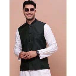 SHOWOFF Slim Fit Woven Nehru Jackets-picture-26