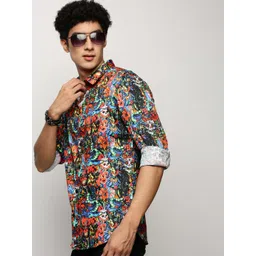 SHOWOFF Smart Graphic Printed Slim Fit Cotton Casual Shirt-picture-36