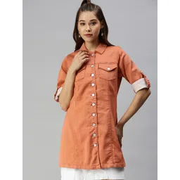 SHOWOFF Spread Collar Longline Denim Jacket-picture-36