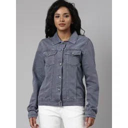 SHOWOFF Spread Collar Windcheater Denim Jacket-picture-25