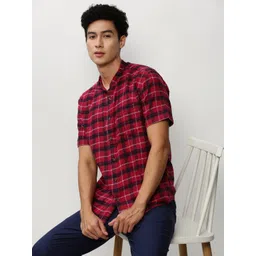 SHOWOFF Standard Tartan Checked Flannel Cotton Slim Fit Casual Shirt-image-43