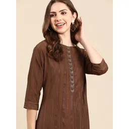 SHOWOFF Striped Bead Work Straight Kurta-picture-36