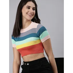 SHOWOFF Striped Fitted Acrylic Crop Top-picture-37