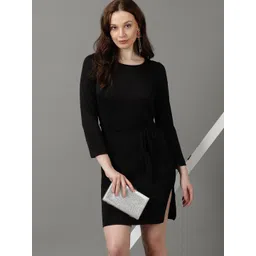 SHOWOFF Striped Sparkly Round Neck Sheath Dress-picture-36