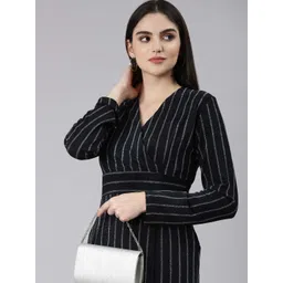 SHOWOFF Striped V-Neck Layered Wrap Mini Dress-picture-31