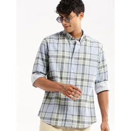 SHOWOFF Tartan Checked Standard Slim Fit Cotton Casual Shirt-image-42