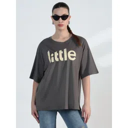 SHOWOFF Typography Printed Round Neck Cotton Oversized T-shirt-picture-37