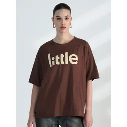 SHOWOFF Typography Printed Round Neck Cotton Oversized T-shirt-picture-22