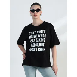 SHOWOFF Typography Printed Round Neck Cotton Oversized T-shirt-picture-38