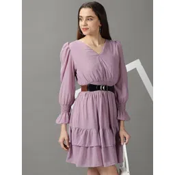 SHOWOFF V-Neck Layered Dress-picture-29