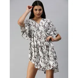 SHOWOFF White Crepe A-Line Dress-picture-32