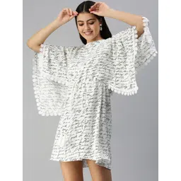 SHOWOFF White Floral A-Line Mini Dress-picture-41