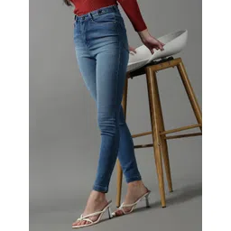 SHOWOFF Women Blue Skinny Fit Light Fade Stretchable Jeans-picture-39